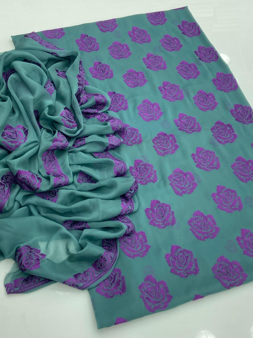 Bamber shifoon resham flowers jall style