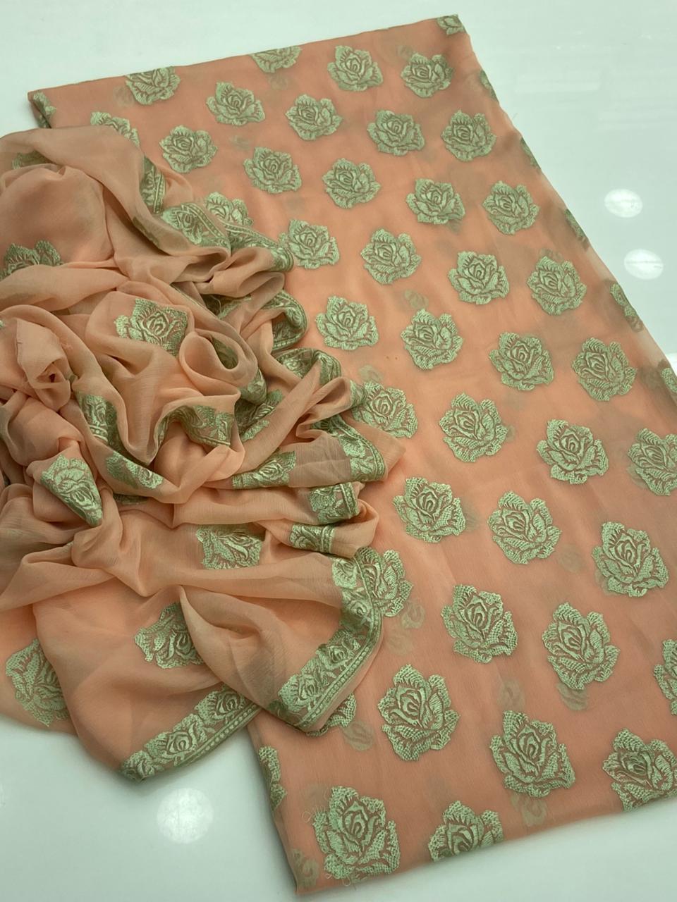 Bamber shifoon resham flowers jall style