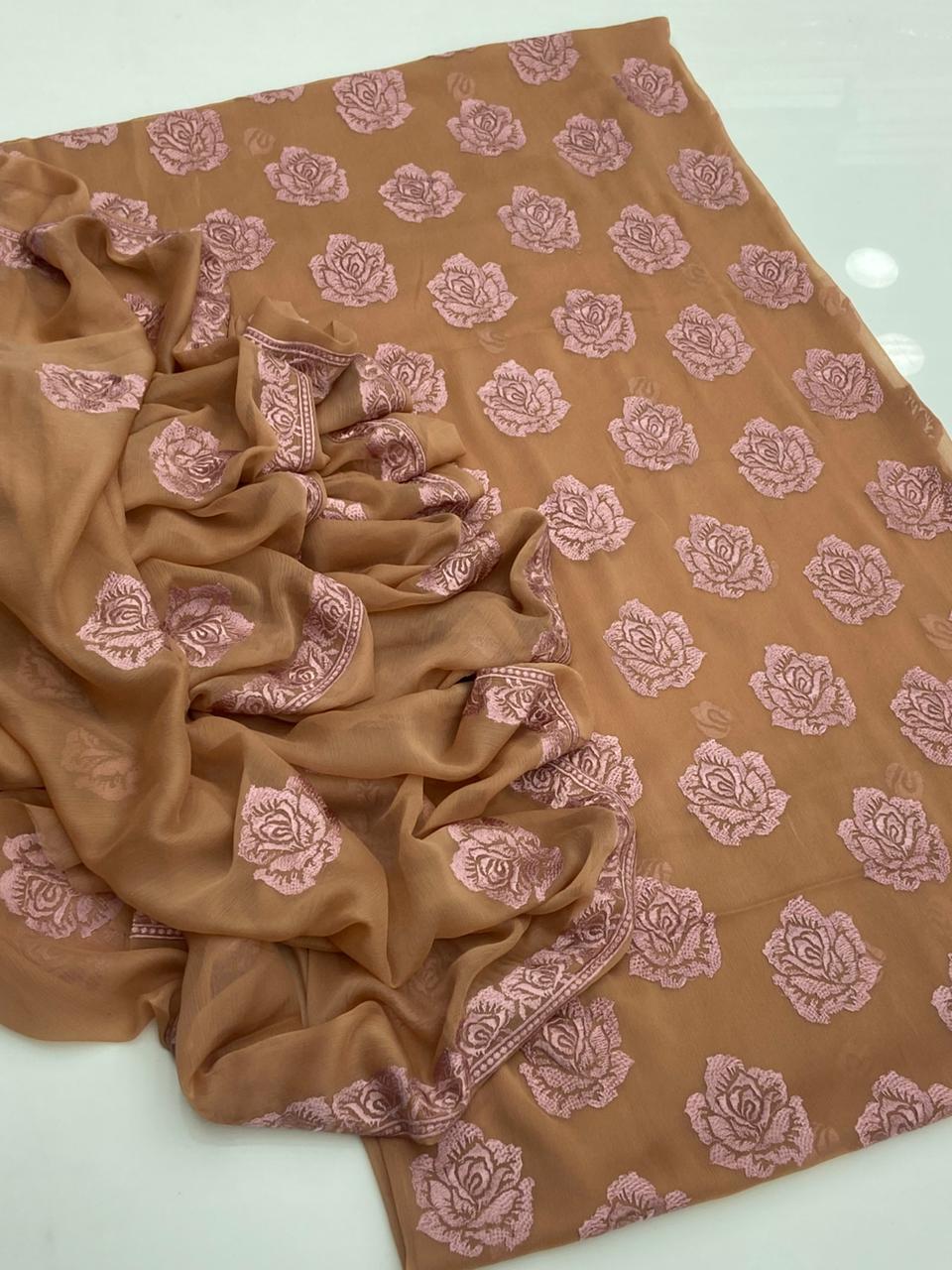 Bamber shifoon resham flowers jall style