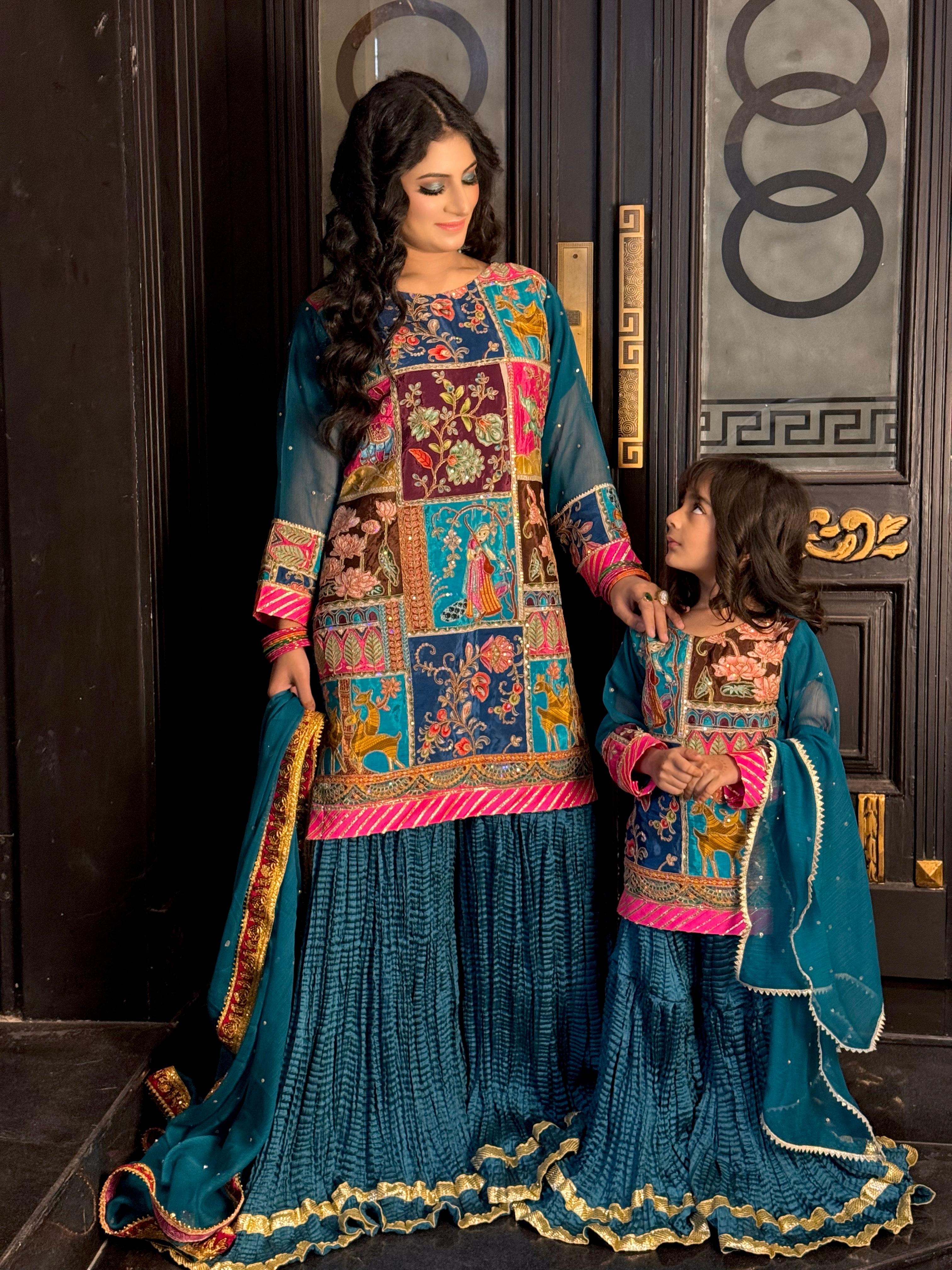 Indian silk seqanc work shirt slvees & back stone work