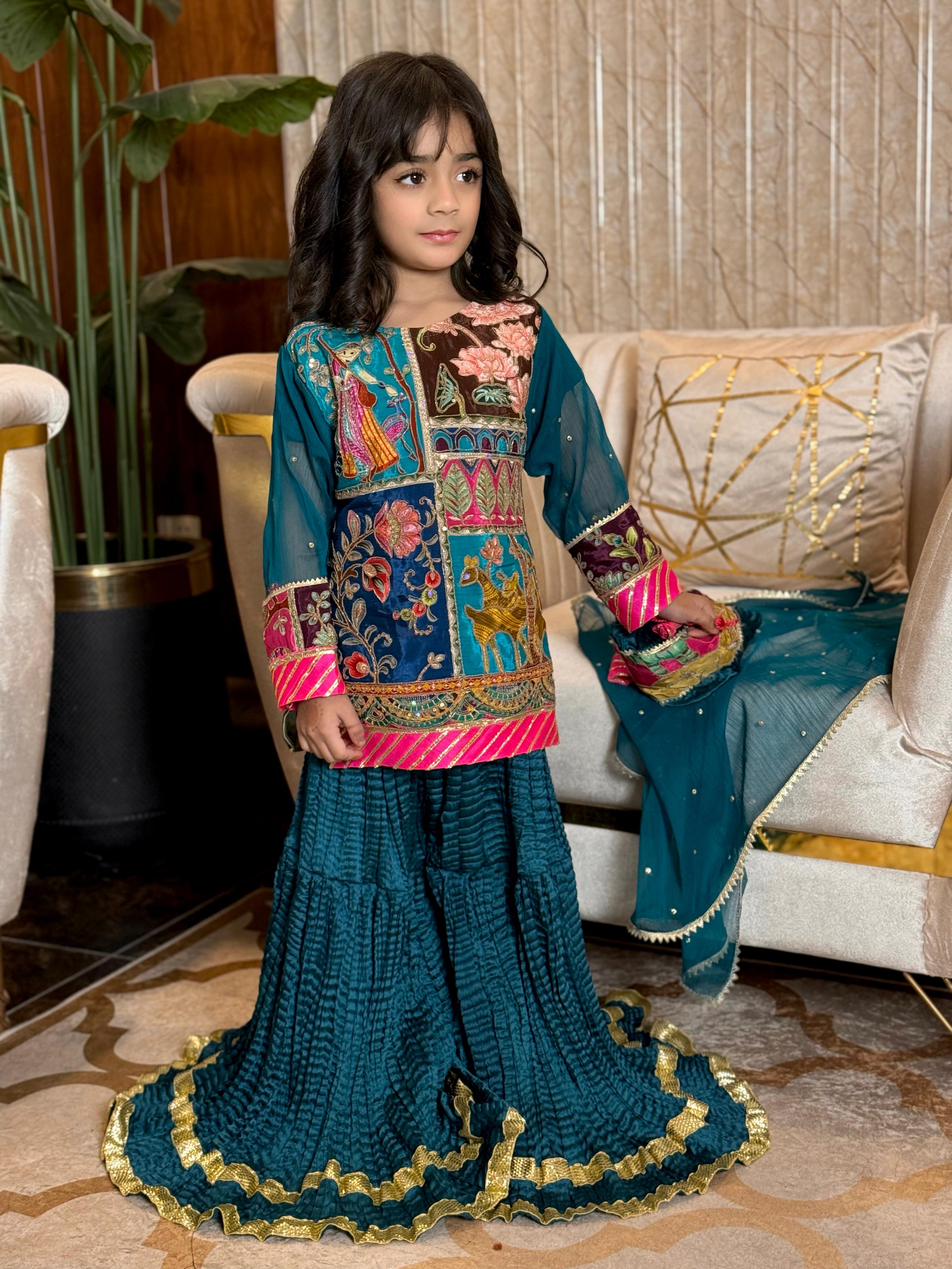 Indian silk seqanc work shirt slvees & back stone work